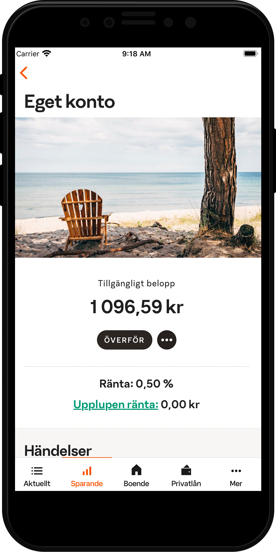 Sparandefliken i SBAB-appen