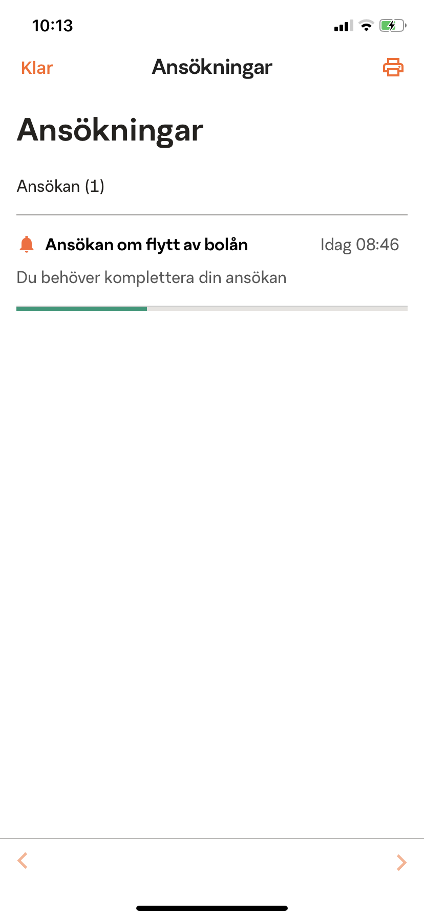 Exempelbild på pågående ansökningar i appen